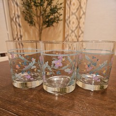 Pfaltzgraff «April» Pattern Double Old Fashioned Glasses Set of 3 10-12 oz