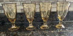 Set of 4 Noritake Sweet Swirl Amber Water Goblet Iced Teas 7 5/8”- VGUC