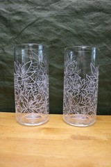 2 TEAVANA Clear Frosted Floral Design 14 oz Cold Beverage Tall Cooler Tumblers