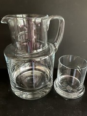 Hungarian Blown Glass Tumble Up Bedside Carafe with Glass