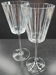 2 Rogaska Avenue All Purpose Goblets Set Crystal Vertical Cut Clear Stemware Lot