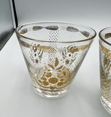 4 Vtg. Georges Briard Sonata Gold Double Old Fashioned Whiskey Rocks Glasses