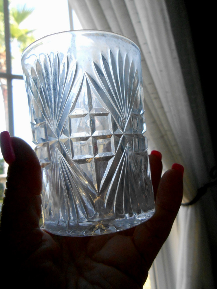 McKee Tumbler Majestic Cube Double Fan c.1893 Tumbler EAPG Glass