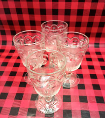 St. Genevieve Water Goblets by Bartlett Collins Bullseye Cane US Glass Set of 4