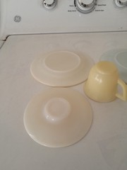 Vintage Hazel Atlas Little Hostess Child’s Tea Set (6) Pastel Moderntone Pattern