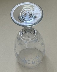 Libbey Glass Snowflakes Blue/White Footed 16 Oz Vintage 7″ Tall • Used