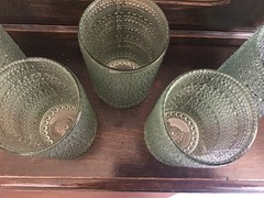 Jupiter Beaded Light Green Drinking Glass Tumbler Set of 6