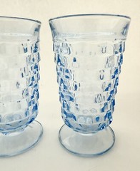 Colony • Whitehall Light Blue • Ice Tea Footed Glass • Flared Rim • Set Of 3