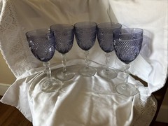 Set Of 5 Antique Amethyst Water Goblets By Cristal d’Arques