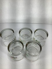 5~Vtg West Virginia Glass Co Songbirds Small Rocks Glasses Gold Trim