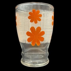Vintage 1960s Dominion Glass Company 7 pcs Juice Glasses – Groovy Orange Flowers