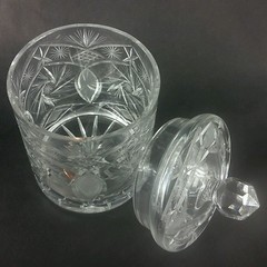 Cut Crystal Glass Pinwheel Cookie Jar Canister