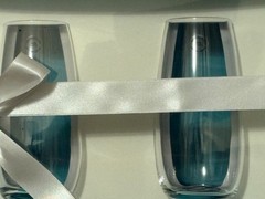 Tiffany and Co Set of 2 Tumblers Clear Crystal Glass Glasses Italy New Sealed !!