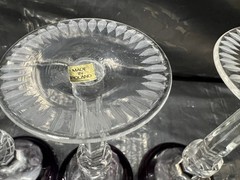 SET OF 4 HORTENSJA AMETHYST CUT TO CLEAR CRYSTAL WINE GOBLETS {809}