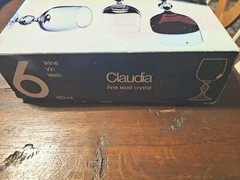 Vintage Claudia Bohemia Crystal Wine Glasses Fine Lead Crystal Set Of 6 NEW