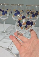 Set of 4 Royal Worcester Evesham Gold Water Wine Glass Goblets Fruit ~ALL PLUMS~