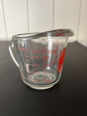 Vintage Anchor Hocking D Closed Handle Oven Basics 1 Cup Glass Measuring Cup 496