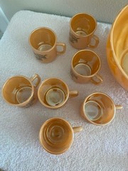 Vintage Fire King Peach Luster Tom and Jerry Punch Bowl Set 14 Piece Set
