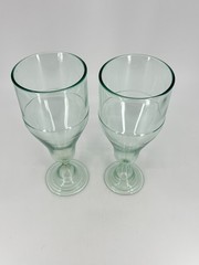 2 Antique handblown rum runner glasses Pale green 1930s Barware 7.25″H Vintage