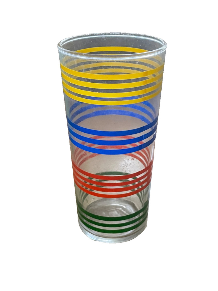 Vintage Primary Fiesta Colors Hiball Iced Tea Glass 6.5″ tall 12 oz.