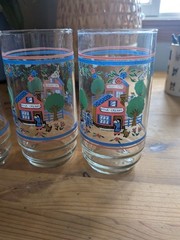 Set Of 3 International Heartland Village 14oz. Tumblers Farm Scene
