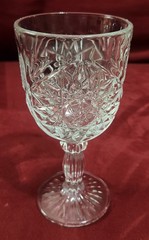 Vintage Libbey Glass Hobstar Pattern Water Goblet, Pressed Glass
