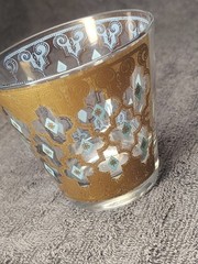 RARE Find 1 MCM Culver Cocktail Glass 22K Gold and Turquoise Cup EUC Elegant