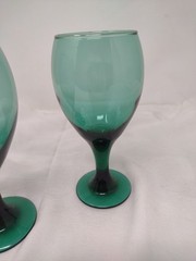 Libbey Glass Co 7″ Dark Green Jupiter Glasses Set Of 2 1970s Vintage Good