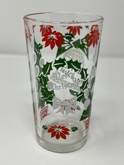 Vintage MCM Merry Christmas Happy New Year Holiday Glass Tumblers Hazel Atlas