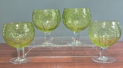 Set of 4 SIGMA SECLA CABBAGE LEAF GREEN Taste Setter Glass Goblets 20oz Portugal
