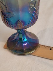 4 Vintage Indiana Harvest Grape Blue Iridescent Carnival Glass Wine Goblets [IG1