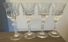4 Vintage clear crystal cut etched cordial glass hand blown 5 1/8″ fancy