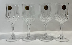 Longchamp Cristal d’ Arques 24% Lead Crystal Wine 4 in Box 5 3/4 inches