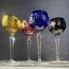 Vintage Cut To Clear Crystal Goblets Set 4 Jewel Colors Traube 1 Nachtmann