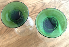 2 Vintage Luminarc Green Glass Ribbed Beehive Stem Wine Glass/Goblet France