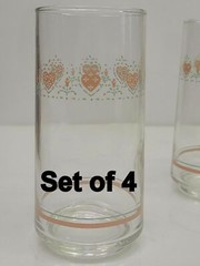 Set of 4 Corelle FOREVER YOURS Glass Tumblers Slant Side 16 OZ COOLER