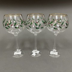 Lenox American by Design Holiday Balloon Holly Berries Glass Glasses Lot of 3