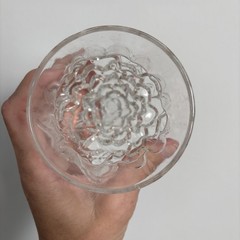 Rare Vintage Mold Blown Grape Bunch & Leaves Tea Tumbler Glass Clear Cup MCM Cup