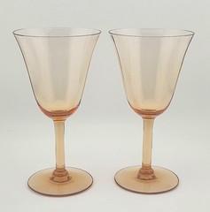 Set of 2- TIFFIN – FRANCISCAN- 14196 – Amber- Water Goblets Wine Glasses Vintage