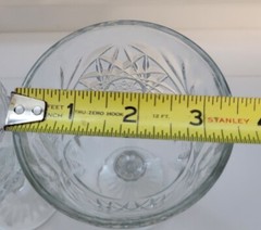 Libbey Pressed Glass 10oz Hobstar Starburst Stemmed Footed 7.25″ Goblet Set of 2