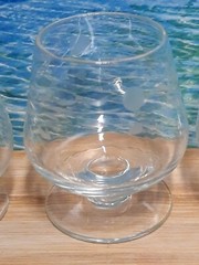4 Tiny Clear Leaf Etched Brandy Style Cordial Glasses
