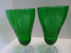 Anchor Hocking Forest Green Bubble Water Glass Goblets 6-5/8″ set of 4