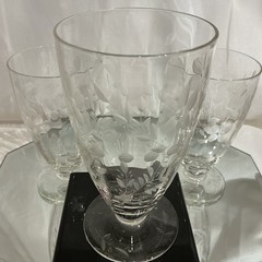 Vintage Crystal Ribbed 5.5” Footed Glass Flowers, Leaves, Fern – Set of 3