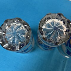Vtg Cerve DeValbor Italian frosted glass tumblers W/blue and gold floral design