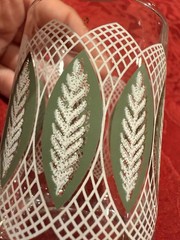 Nostalgic Vintage Libbey Sage Green & White Atomic MCM Glasses Set Of 6 Ex Con