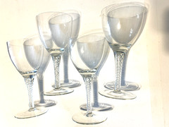 TIFFANY & Co. Wine Water Glasses Crystal Double Helix Stemmed Set of 4 71/4 Tall