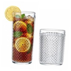 -HEMET 16 & 19 Ounce Tumbler & Highball Set of 8, Vintage Mixed, Set of 8 Clear