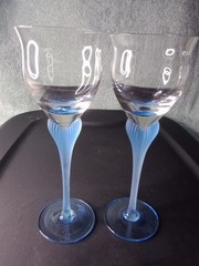 Stunning Mikasa Sea Mist Frosted Sapphire Stem Wine Glasses Set Of 2, Mermaid