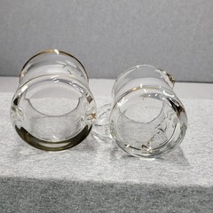 CCI Crystal Clear Studios Vintage 24k Gold Creamer & Sugar Set Etched Florals