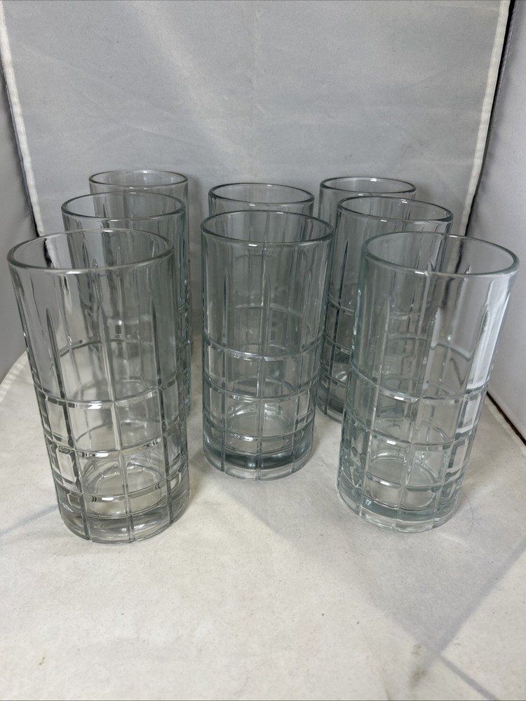 Vintage Anchor Hocking Manchester 16 oz High Ball Drinking Glasses Set Of 8 USA